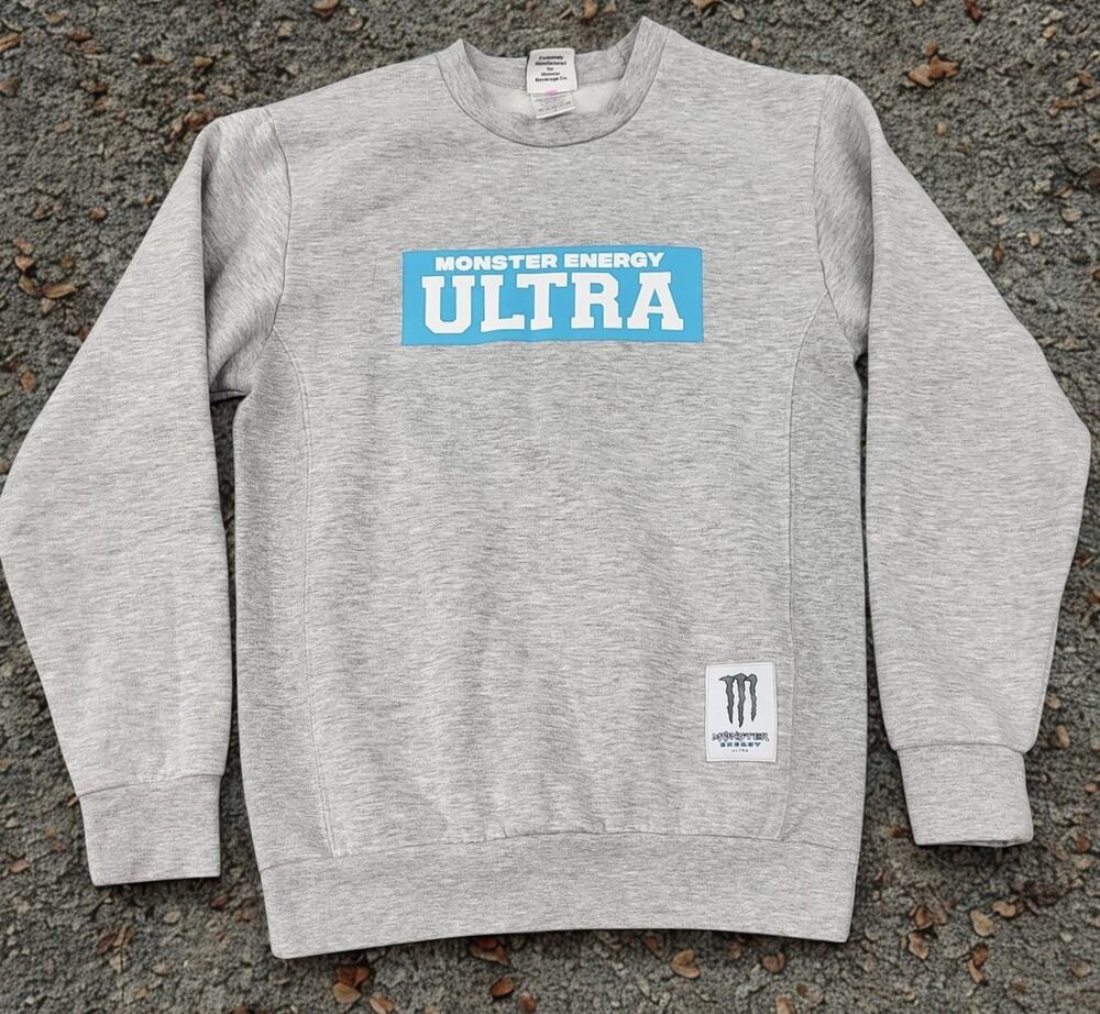 Monster Energy Ultra Sweatshirt Mens XL Heather Grey Graphic Pullover NWOT